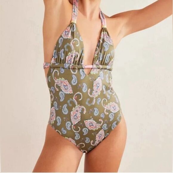Boden Beaded Gather Halter Swimsuit - Picture 2 of 14